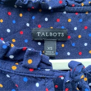 Talbots Navy Top with Multicolor Dots